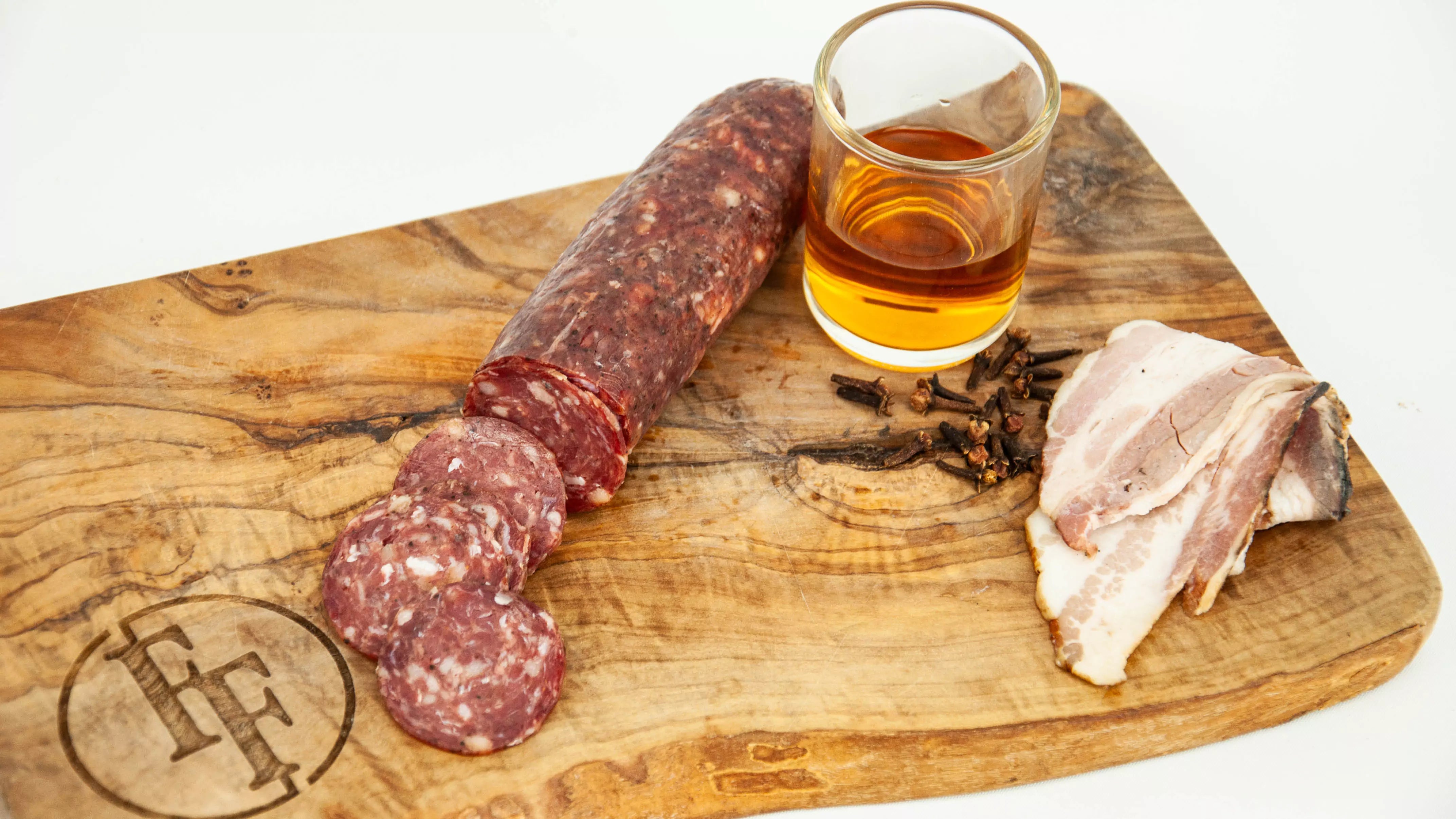 Wild Boar Bacon Bourbon Salami Sliced